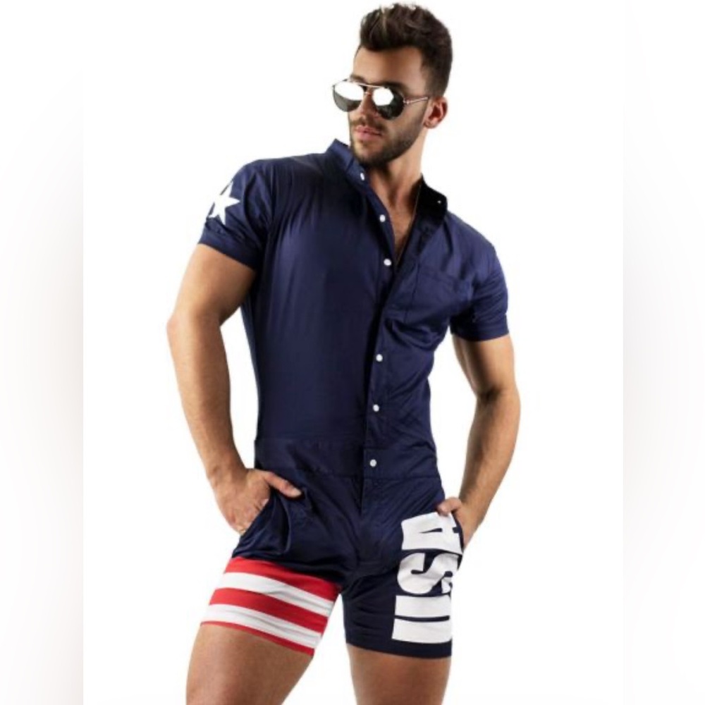 MENS AMERICAN FLAG ROMPER WITH USA GRAPHICS/Use